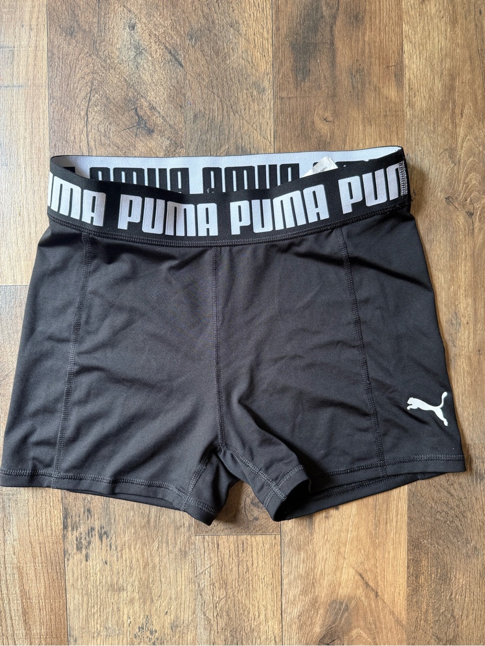 Puma Black Logo Bike Shorts with White Branding
